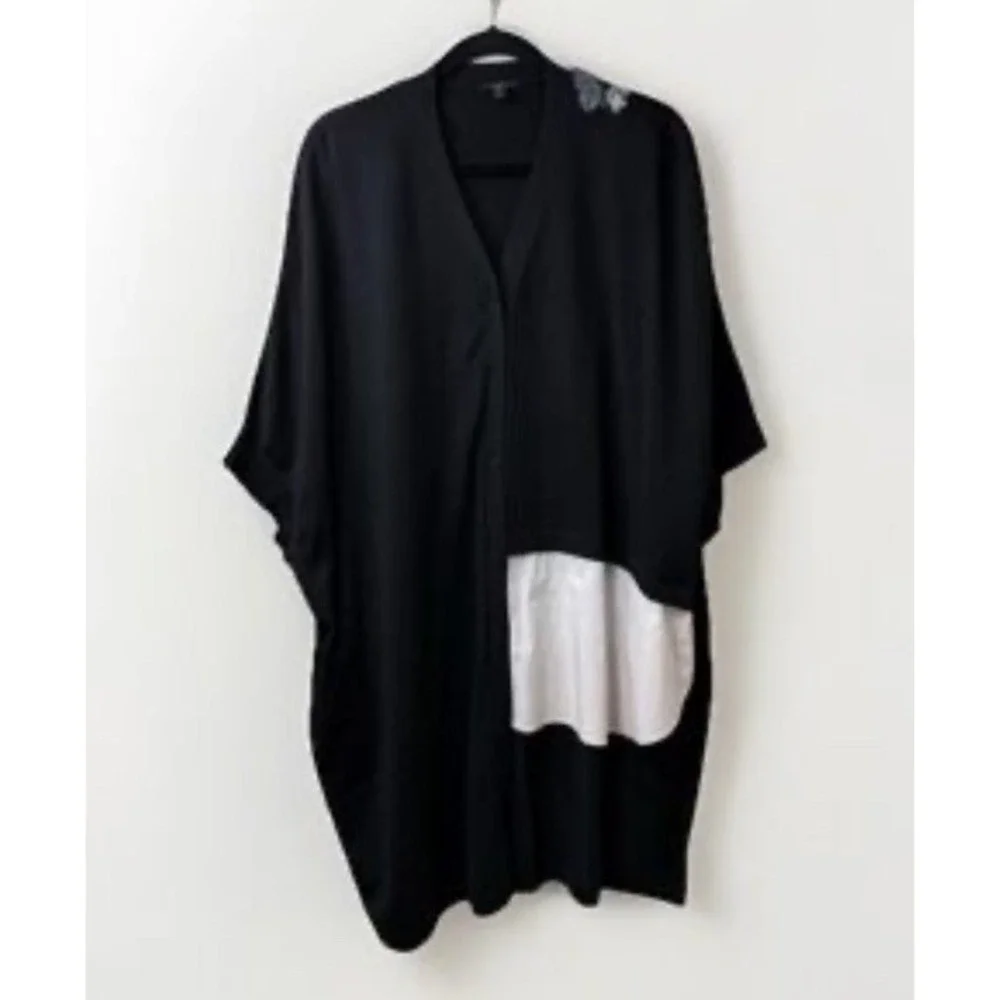 COS   Cardigan in Black and White Size S Oversized  Viscose Blend Cotton